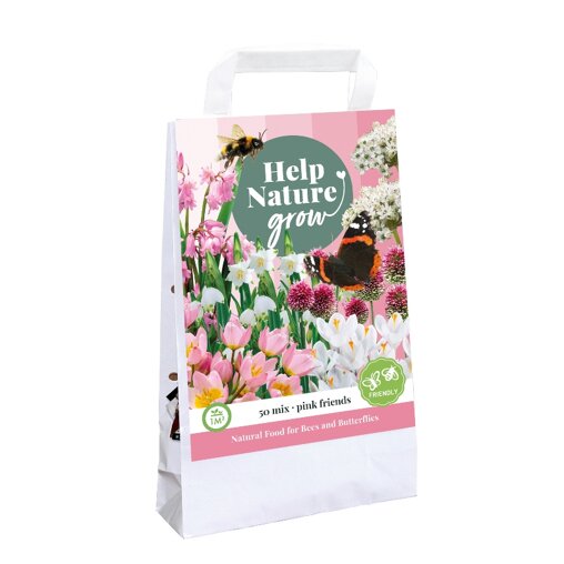 Bloembollen tas Help Nature Grow Pink friends Mix (50 stuks)