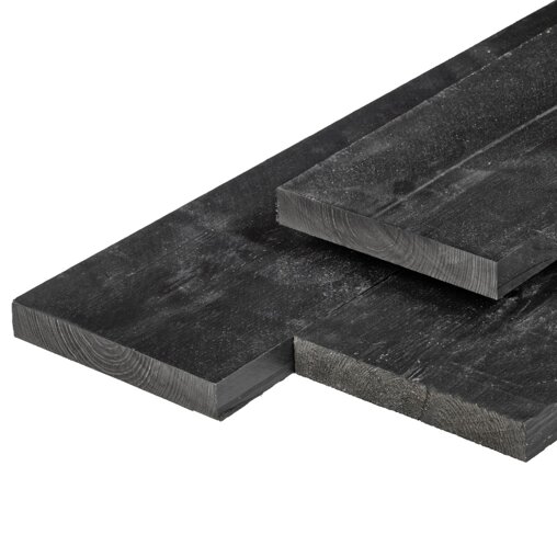 Grenen plank zwart 2x20 cm