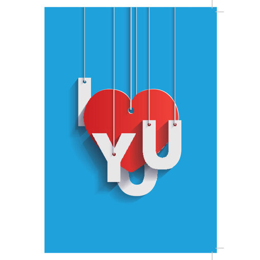 Kaartje 'I Love You' (blauw)