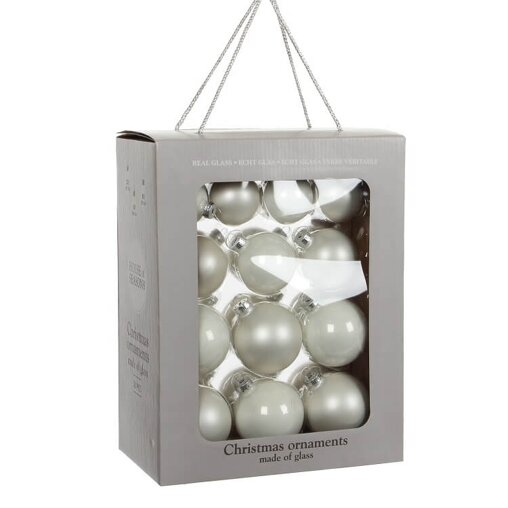 Kerstballen wit glas (26 stuks)