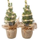Versierde mini kerstboom met LED verlichting
