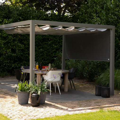 Pergola aluminium grijs 'Stand Alone' (4.02 x 4.02 meter)
