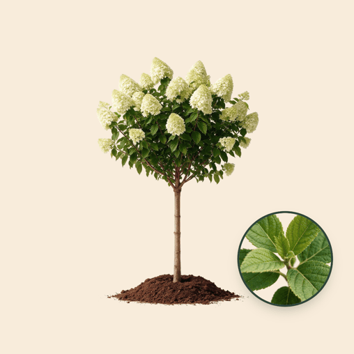Pluimhortensia op stam 'Limelight'